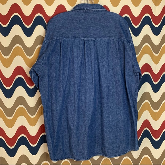 Vintage 90s Henry Grethel Denim Button Down Shirt size 16 1/2 GUC - Picture 4 of 8